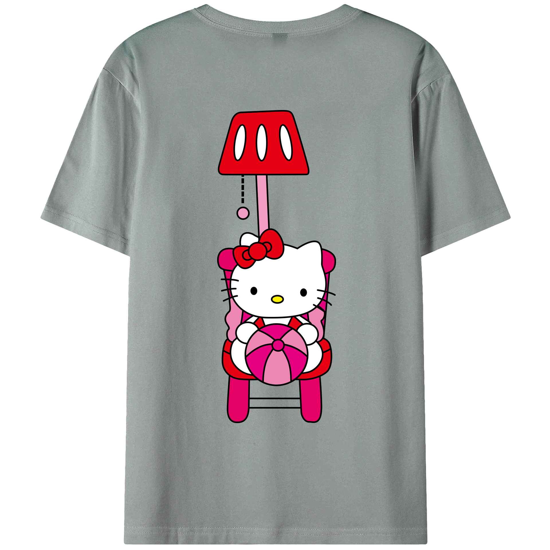 （画像用） Hello Kitty ハローキティ 綿100％ メンズ半袖Tシャツ（バックプリント） 通気性